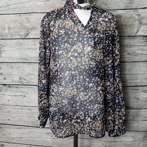 Hayden Smocked Mock Neck Blouse Size Small transparent fabric.Pit to pit appro